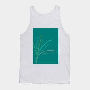 Banana Palm Leaves On Teal Tank Top